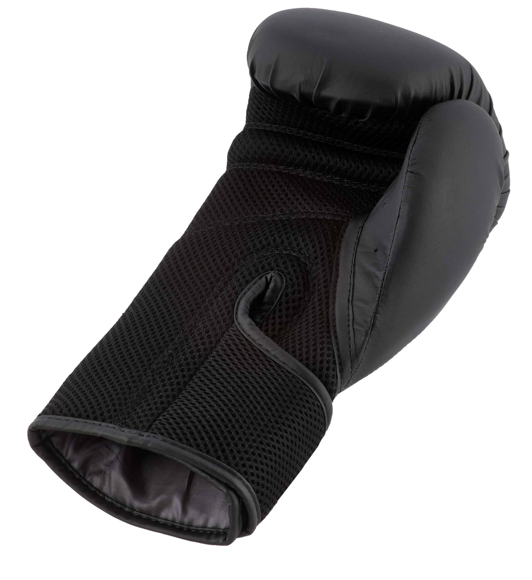 Angled view of black ADIDAS Hybrid25 glove showing ergonomic palm design and mesh ventilation.