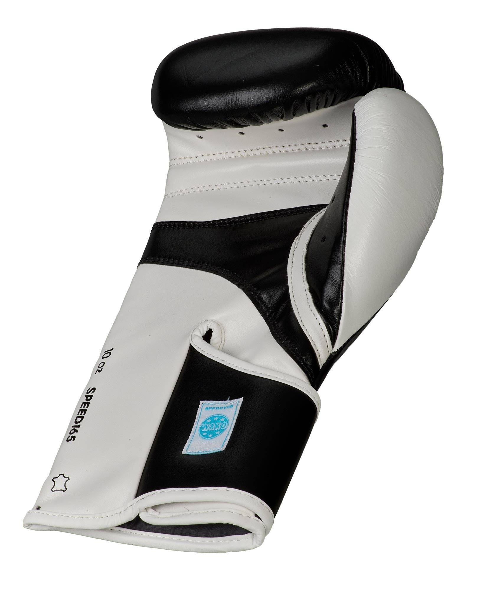 ADIDAS WAKO Approved Kickboxing Fight Gloves, Cowhide Cuir Leather Speed 165 adiSBG165, 10 Oz Boxing Gloves