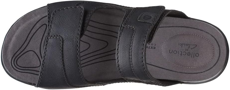 Clarks Crestview Easy Flat Sandal, Black Leather, US 7 Medium