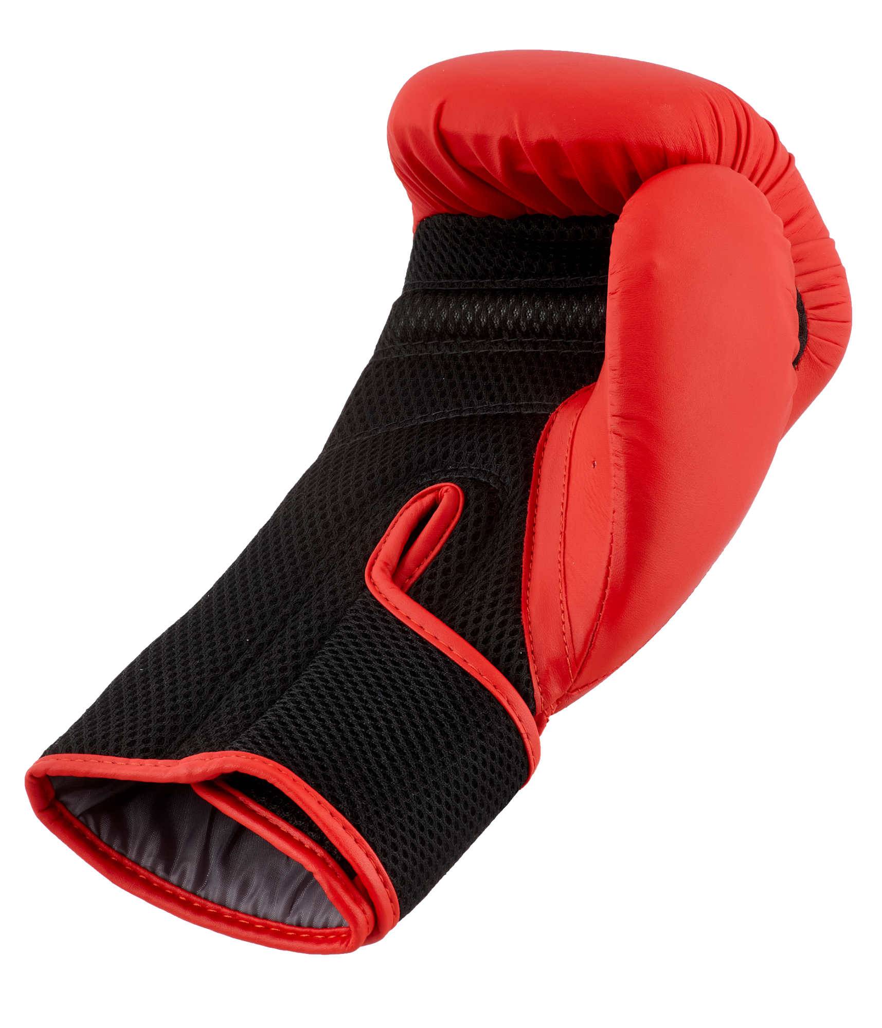 Angled palm view of red ADIDAS Hybrid25 glove highlighting mesh fabric and reinforced thumb area.