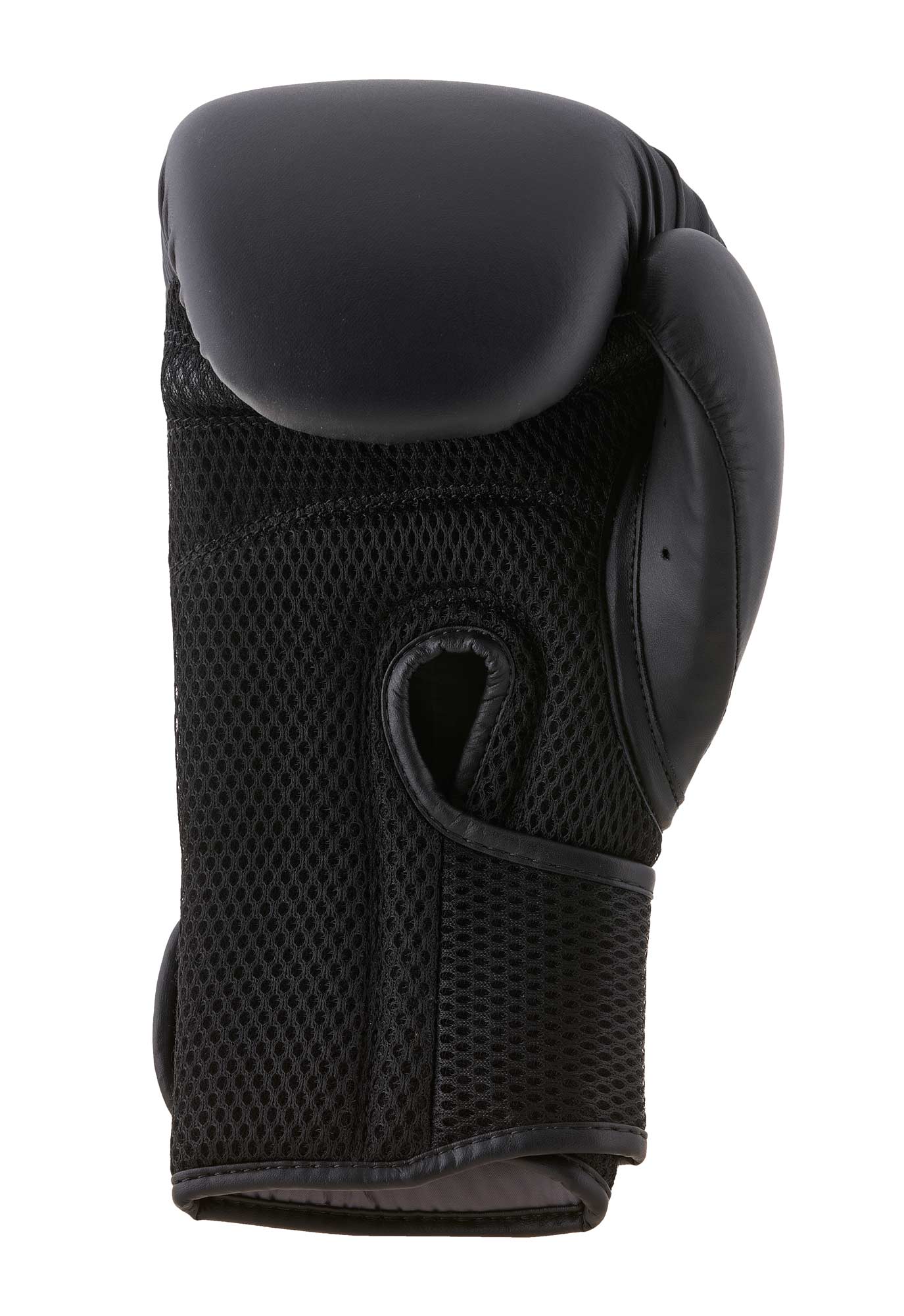 Rear view of black ADIDAS Hybrid25 glove showing full mesh wrist area and reinforced stitching for durability.