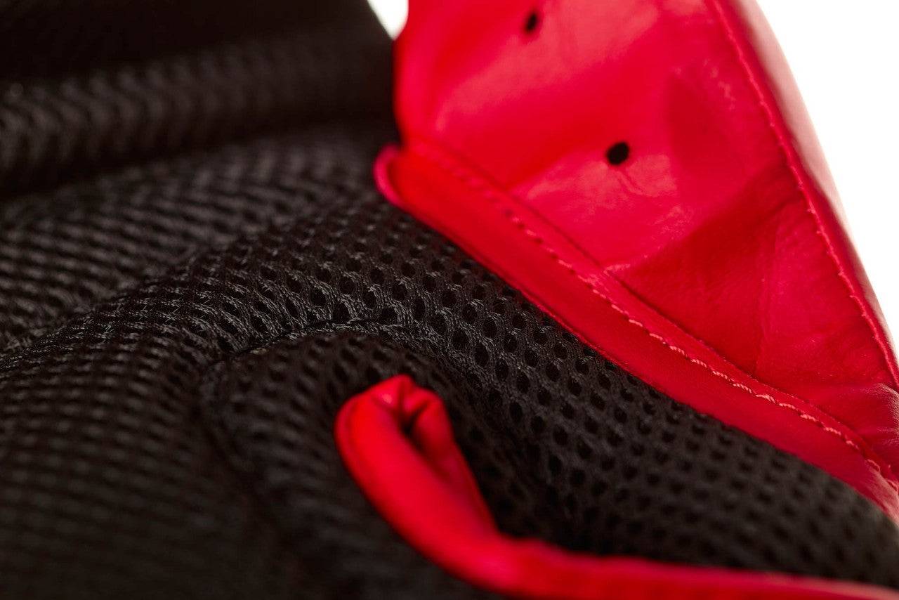 Close-up of red ADIDAS Hybrid25 glove&