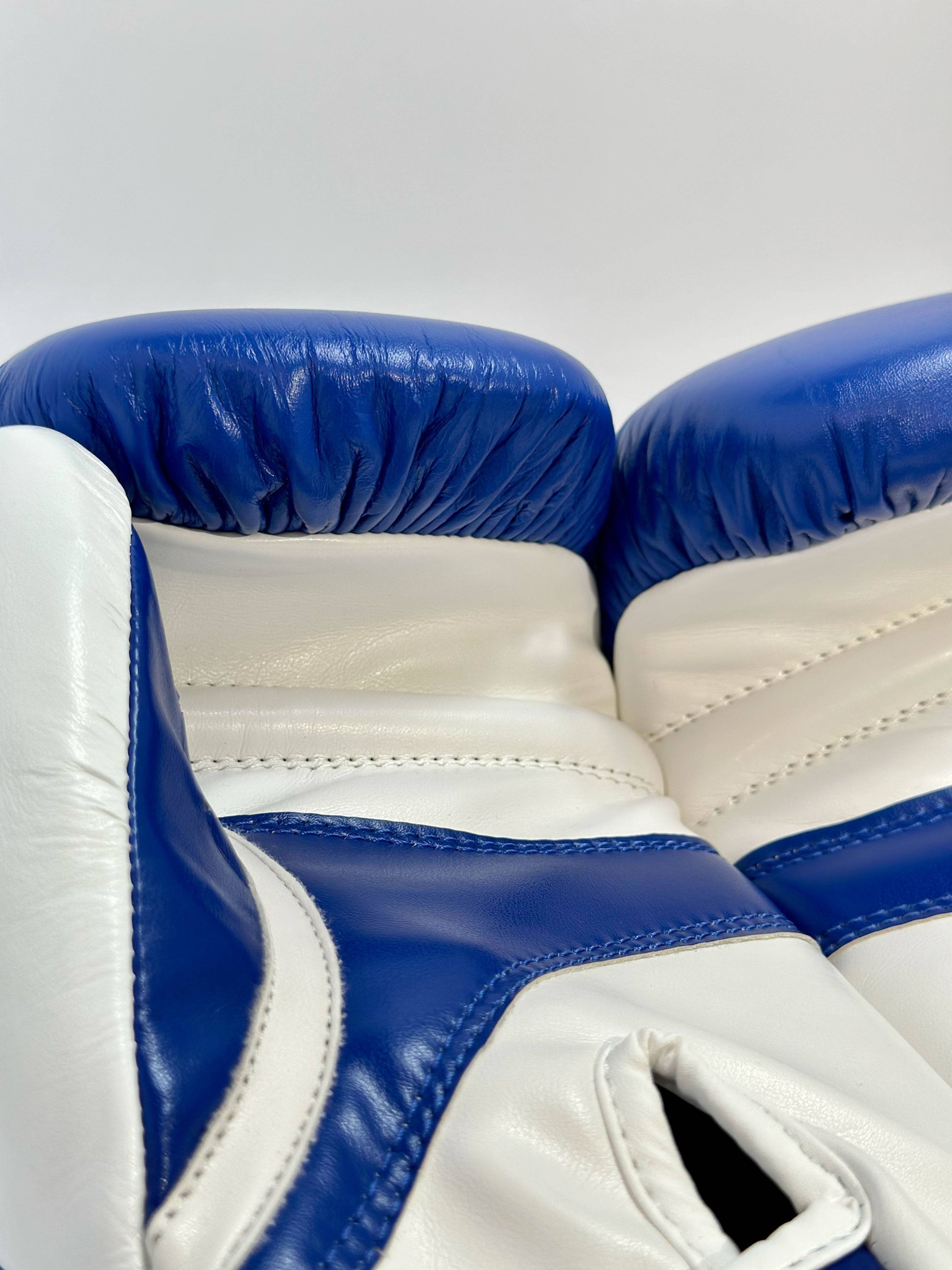 Adidas WAKO Approved Kickboxing Fight Gloves, Cowhide Cuir Leather Speed 165 adiSBG165 Competition Gloves 10 Oz Blue Palm Hand