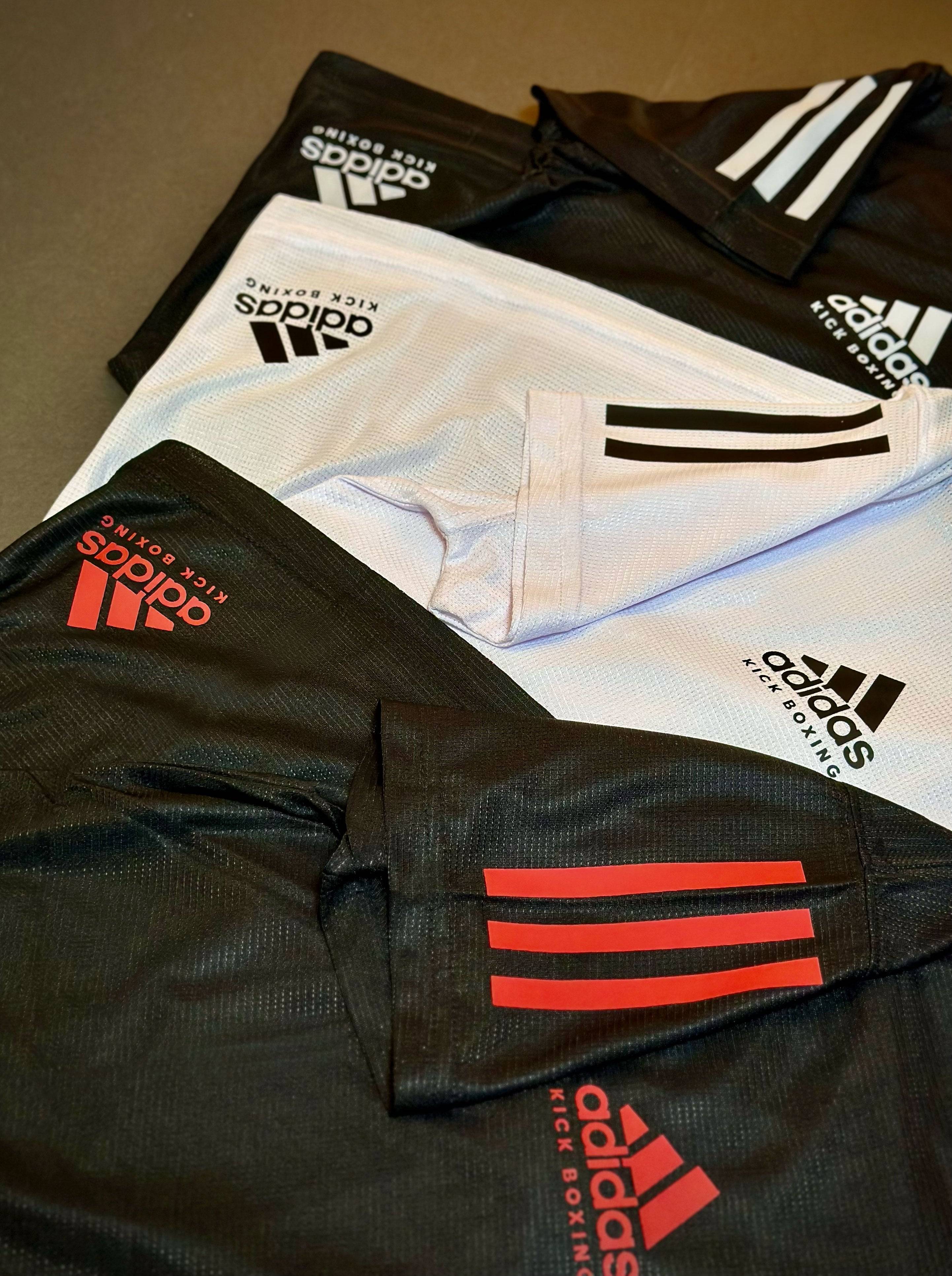 Adidas Unisex Basic Kickboxing T-Shirt adiKBTS100, Moisture-Wicking Polyester, Black, Red, and White colors, XS to XXL sizes