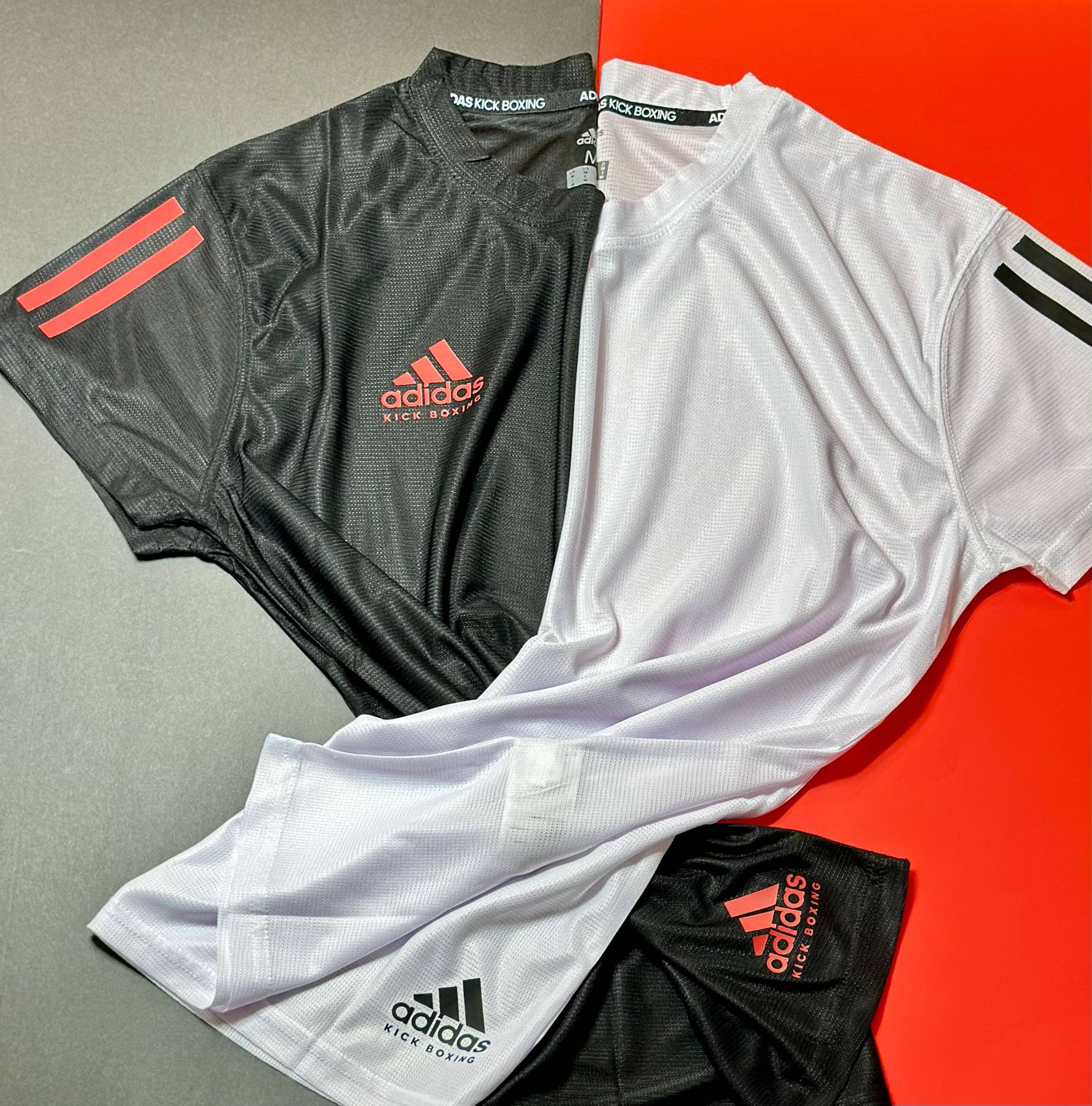 Adidas Unisex Basic Kickboxing T-Shirt adiKBTS100, Moisture-Wicking Polyester, Black and White colors, XS to XXL sizes