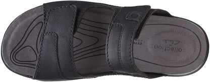 Clarks Crestview Easy Flat Sandal, Black Leather, US 7 Medium