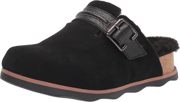 Clarks Brynn Slide Clog, Black Suede, US 5.5 Medium