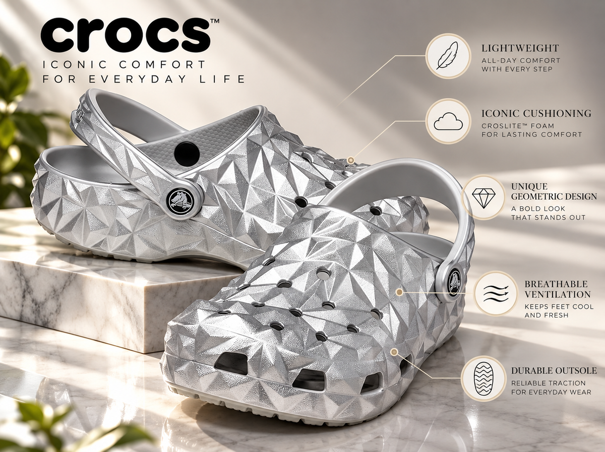 Crocs Classic Geo Clog Unisex Clogs, Men’s US Size 4 / Women’s US Size 6 M