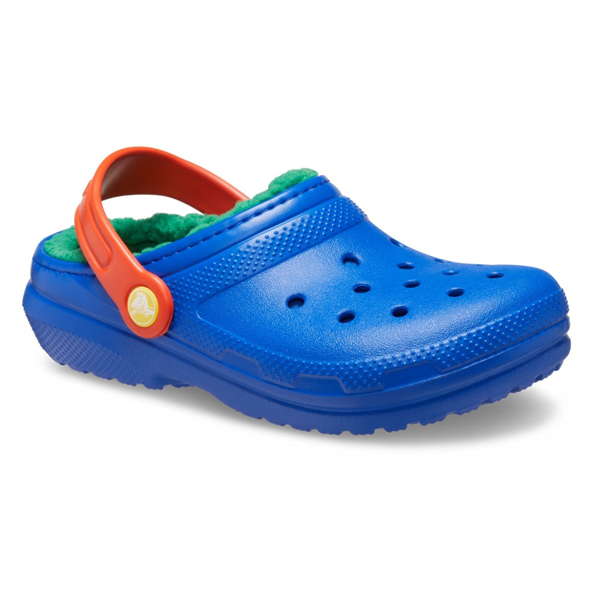 Crocs Classic Lined Clog Kids’ Clogs, Blue Bolt/Multi, US Size 5 Medium