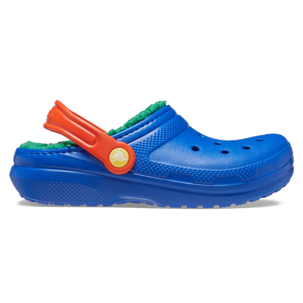 Crocs Classic Lined Clog Kids’ Clogs, Blue Bolt/Multi, US Size 5 Medium