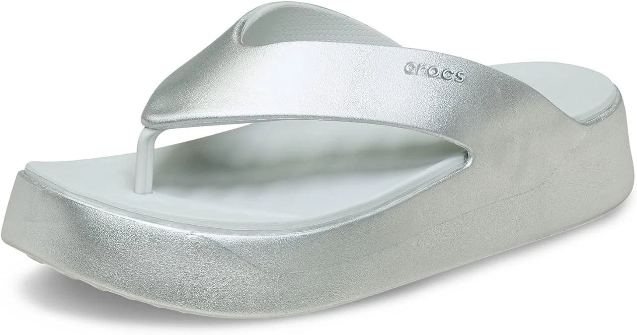 Crocs Getaway Platform Women’s Flip-Flop Sandals, Silver, US Size 6