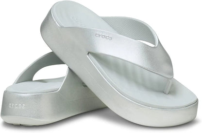 Crocs Getaway Platform Women’s Flip-Flop Sandals, Silver, US Size 6