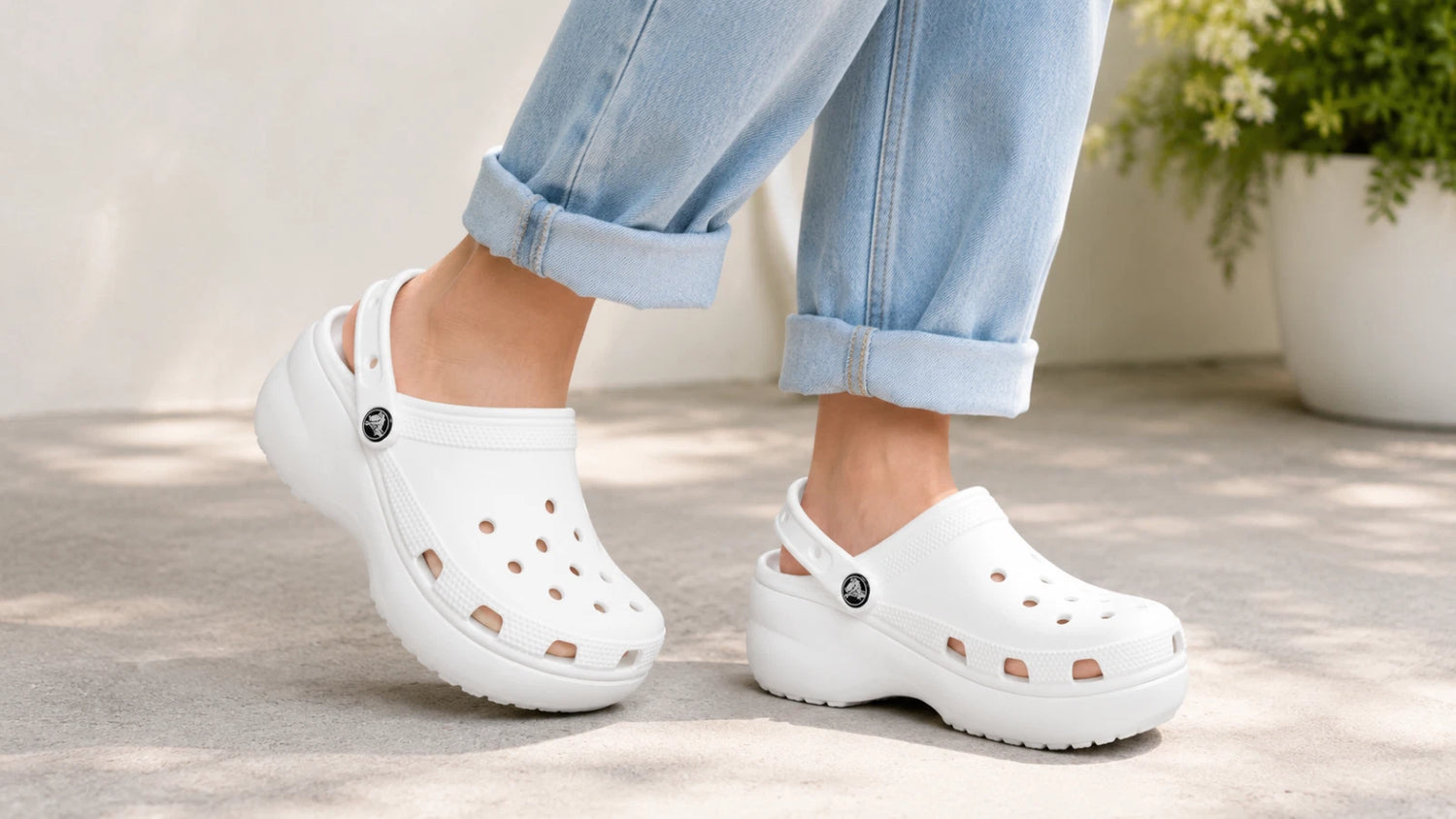 Crocs Classic Platform Clog Women’s Clogs, White, US Size 9