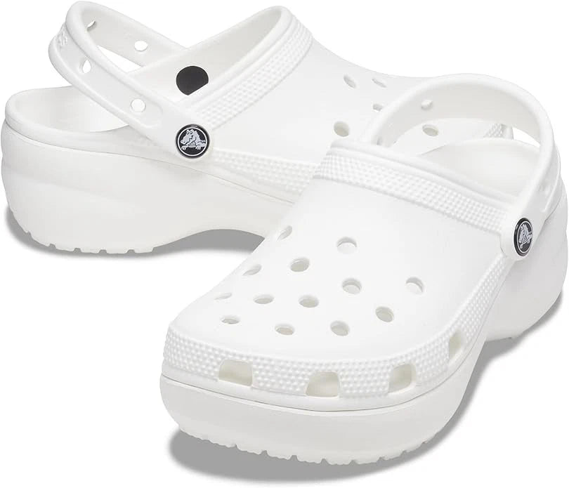 Crocs Classic Platform Clog Women’s Clogs, White, US Size 9