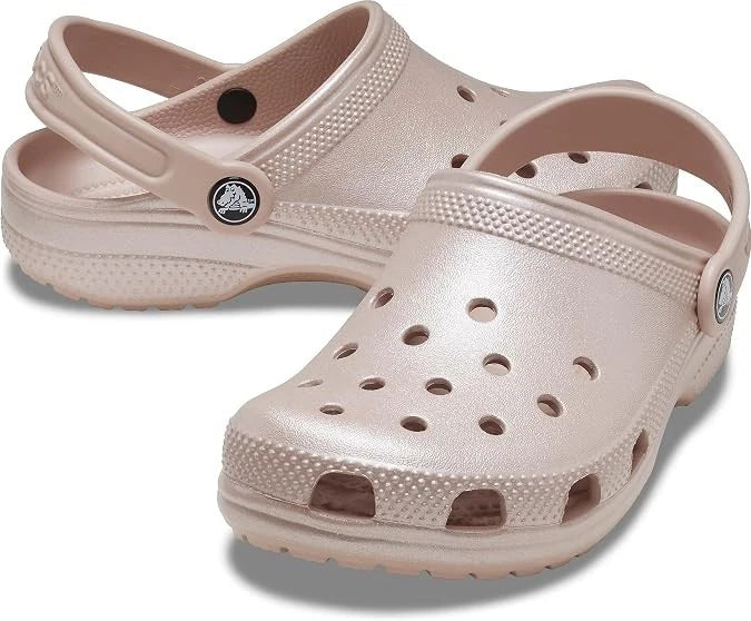 Crocs Classic Glitter Clog Kids’ Clogs, Pink Clay/Shimmer, US Size 5 Big Kid M