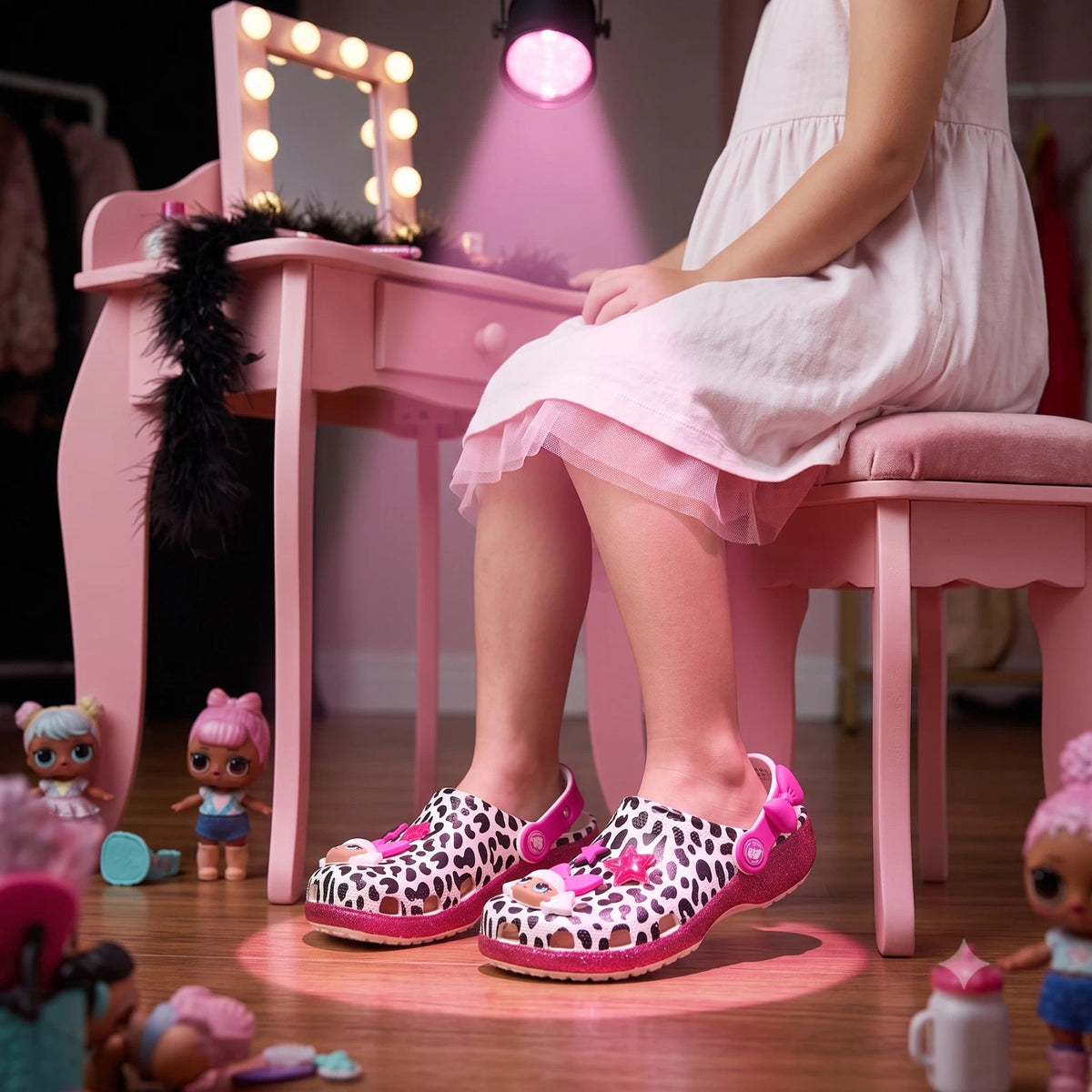 Crocs LOL Surprise Diva Classic Big Kid Clogs. Black/White,
