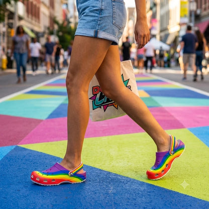 Crocs Classic Graphic Clog Unisex Clogs, Rainbow